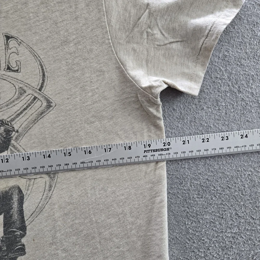 Lucky Brand Men Shirt M Beige Graphic Motorcycle Rider Biker Grunge READ